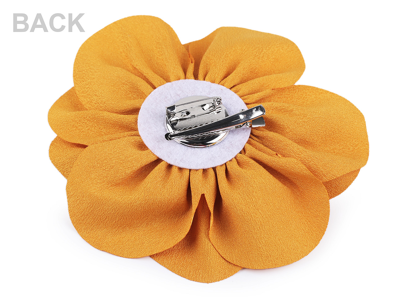 Brosa / podoaba capilara floare din satin ø14,5 cm - Galben muștar (1 Bucată)