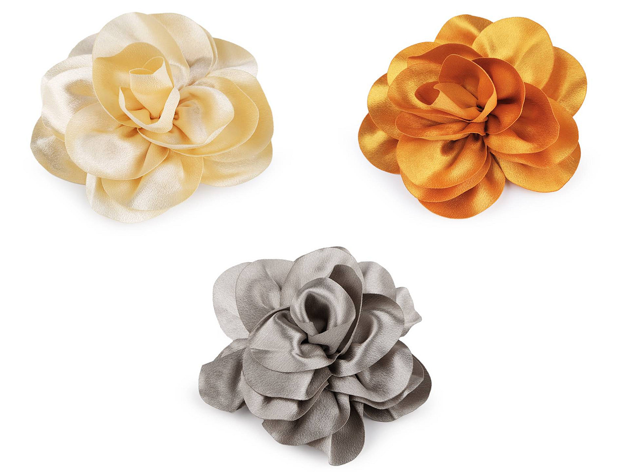 Brosa / podoaba capilara floare din satin ø14,5 cm - Galben muștar (1 Bucată)