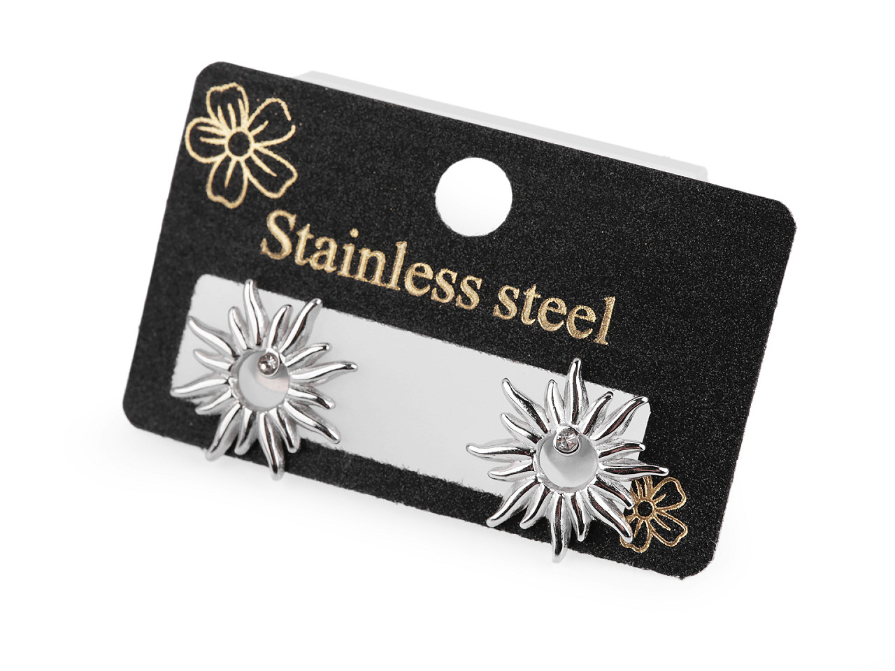 Cercei din oțel inoxidabil cu strasuri - Auriu (1 Pereche)