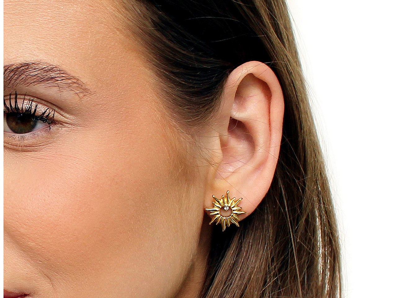 Cercei din oțel inoxidabil cu strasuri - Auriu (1 Pereche)