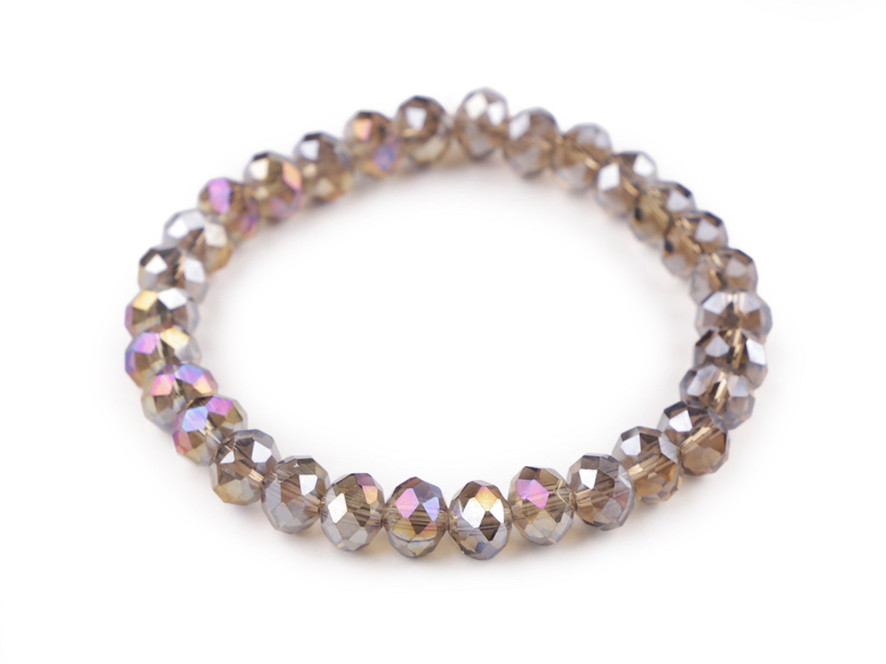 Bratara elastcica din margele de sticla cu efect ab - Gri neutral (1 Bucată)