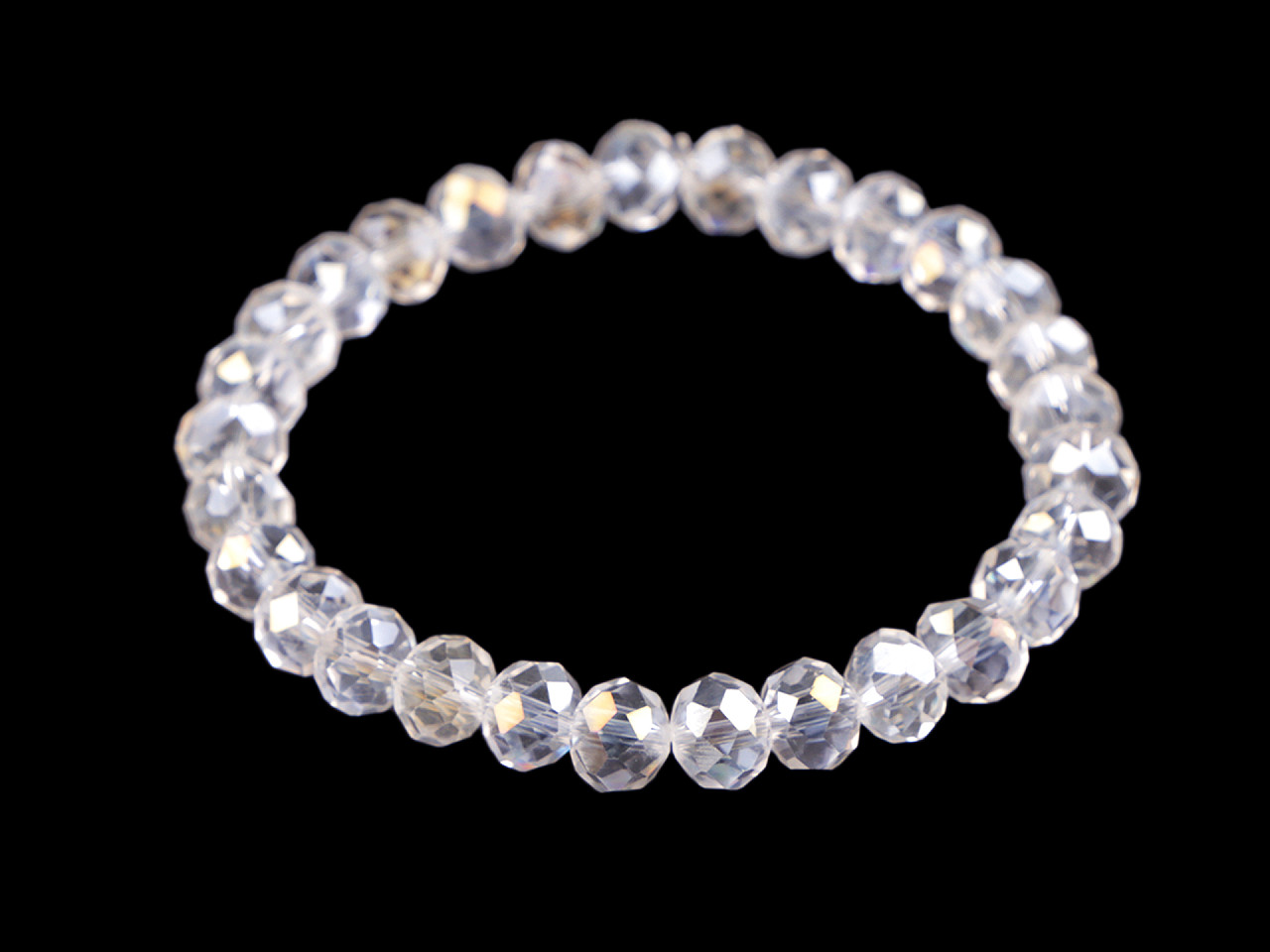 Bratara elastcica din margele de sticla cu efect ab - Gri neutral (1 Bucată)