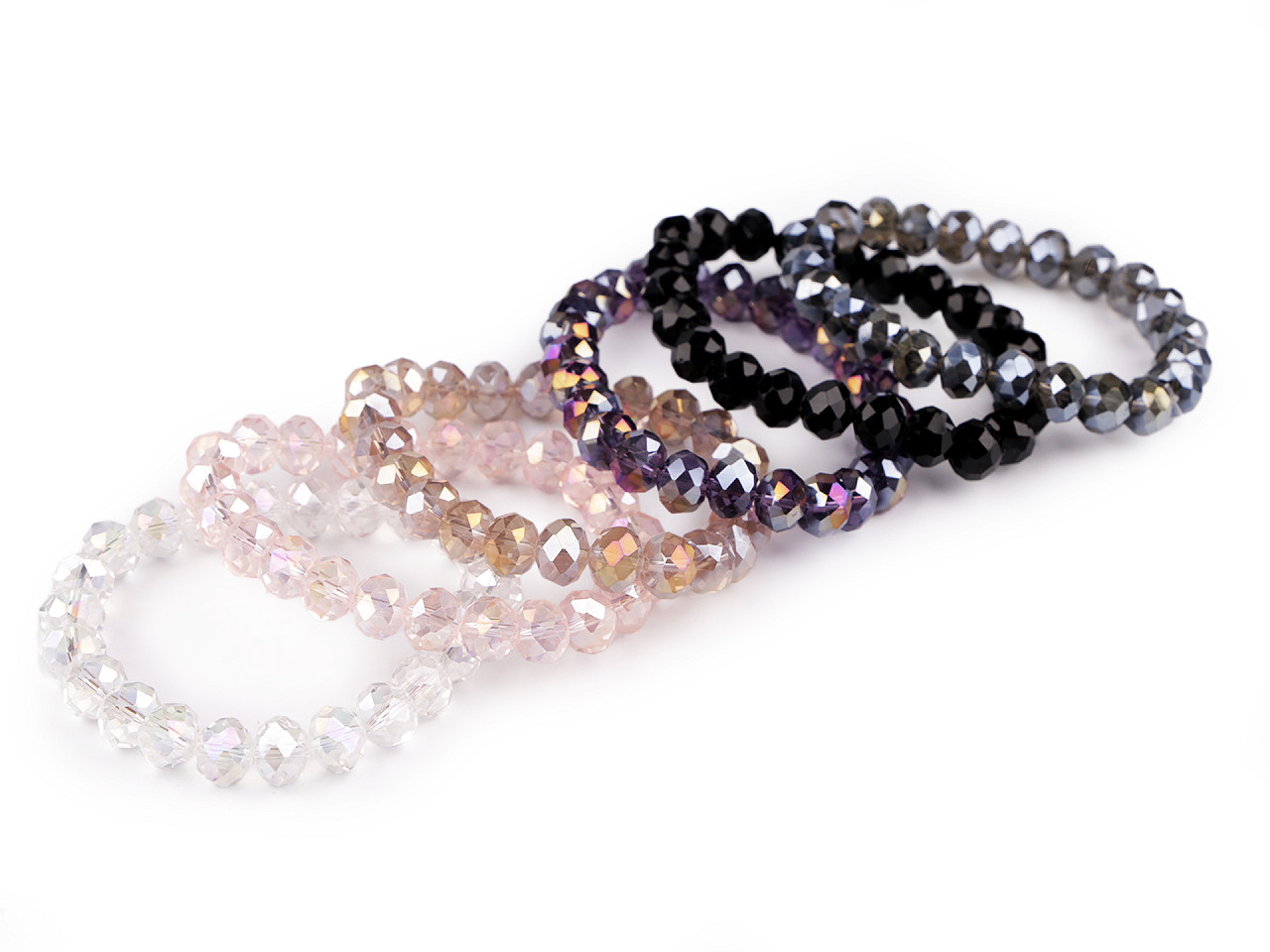 Bratara elastcica din margele de sticla cu efect ab - Negru (1 Bucată)