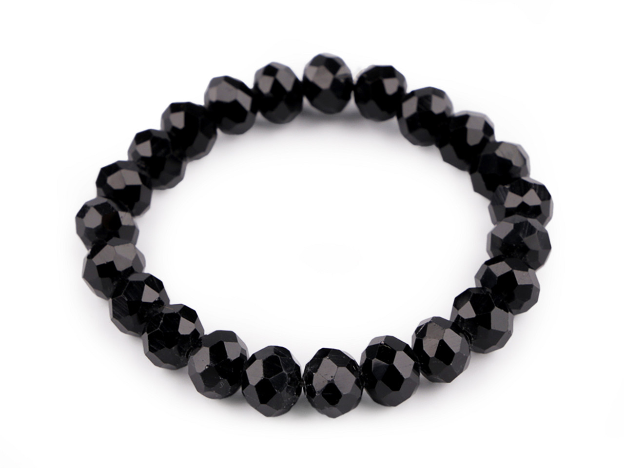 Bratara elastcica din margele de sticla cu efect ab - Negru (1 Bucată)