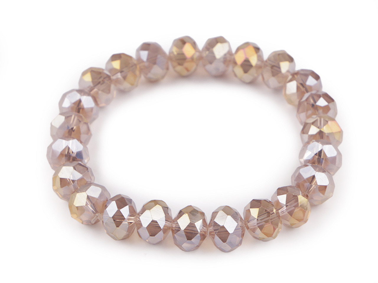 Bratara elastcica din margele de sticla cu efect ab - Negru (1 Bucată)