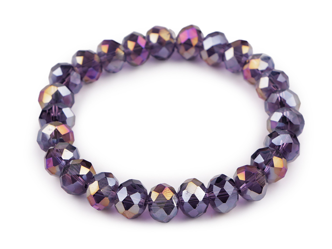 Bratara elastcica din margele de sticla cu efect ab - Negru (1 Bucată)