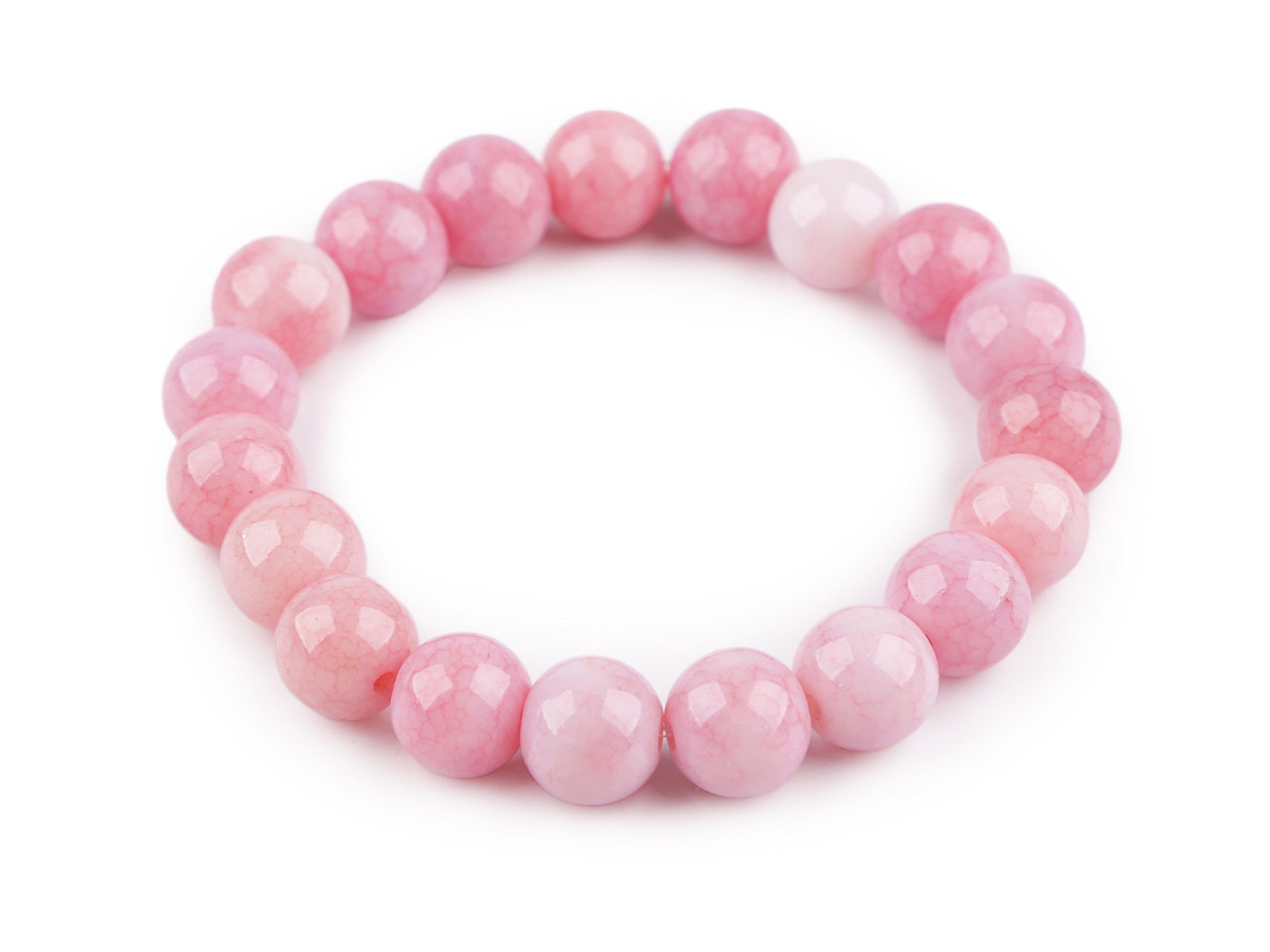 Bratara elastcica din margele de sticla - Roz deschis (1 Bucată)
