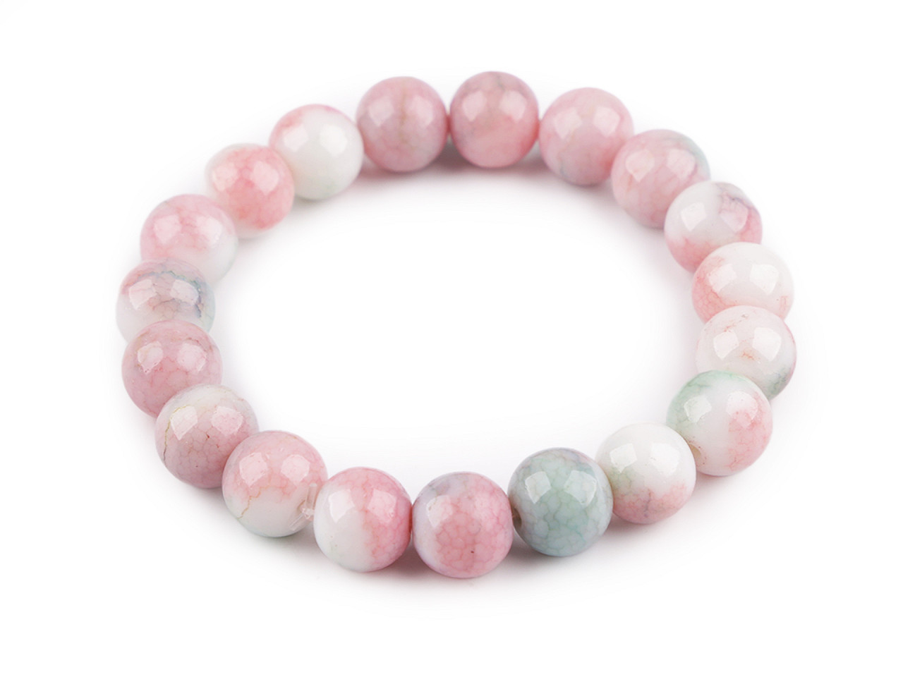 Bratara elastcica din margele de sticla - Roz deschis (1 Bucată)