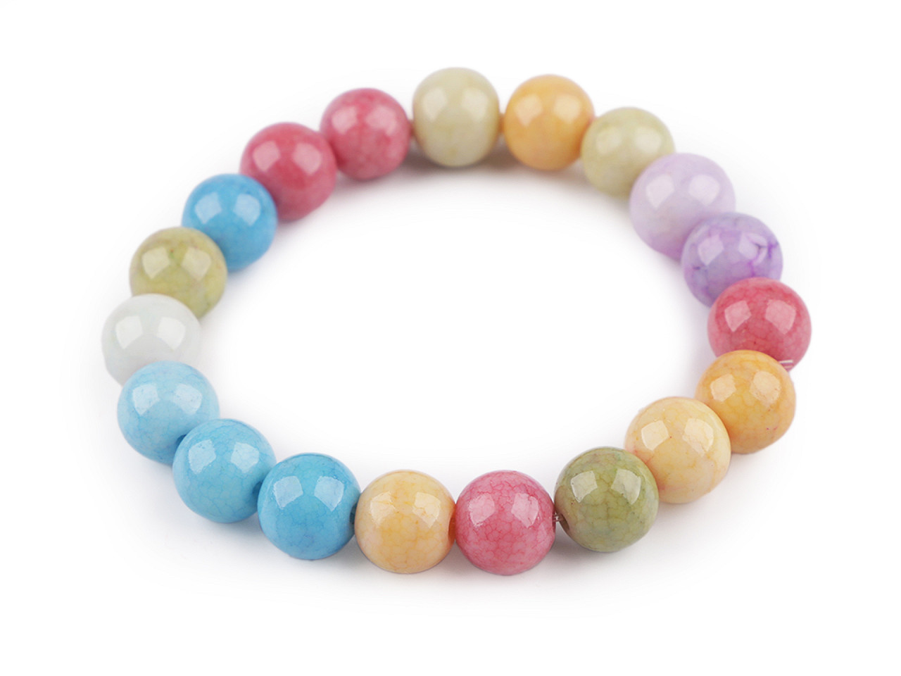 Bratara elastcica din margele de sticla - Roz deschis (1 Bucată)