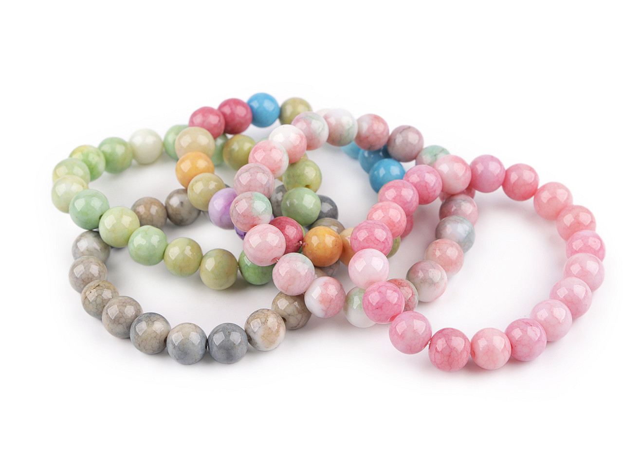 Bratara elastcica din margele de sticla - Roz deschis (1 Bucată)