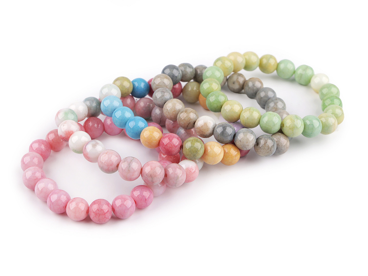 Bratara elastcica din margele de sticla - Roz deschis (1 Bucată)