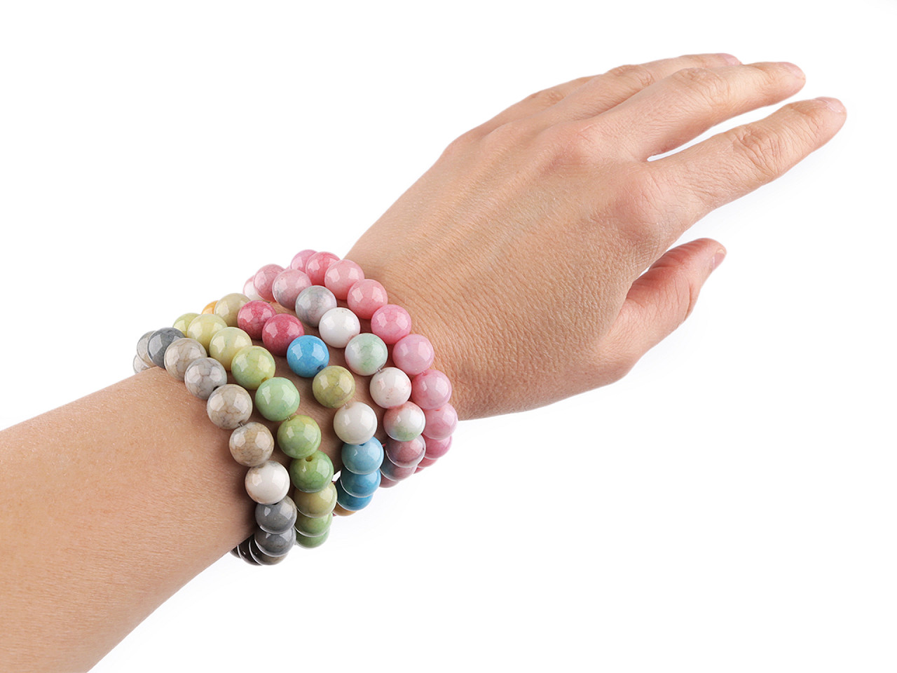 Bratara elastcica din margele de sticla - Roz deschis (1 Bucată)