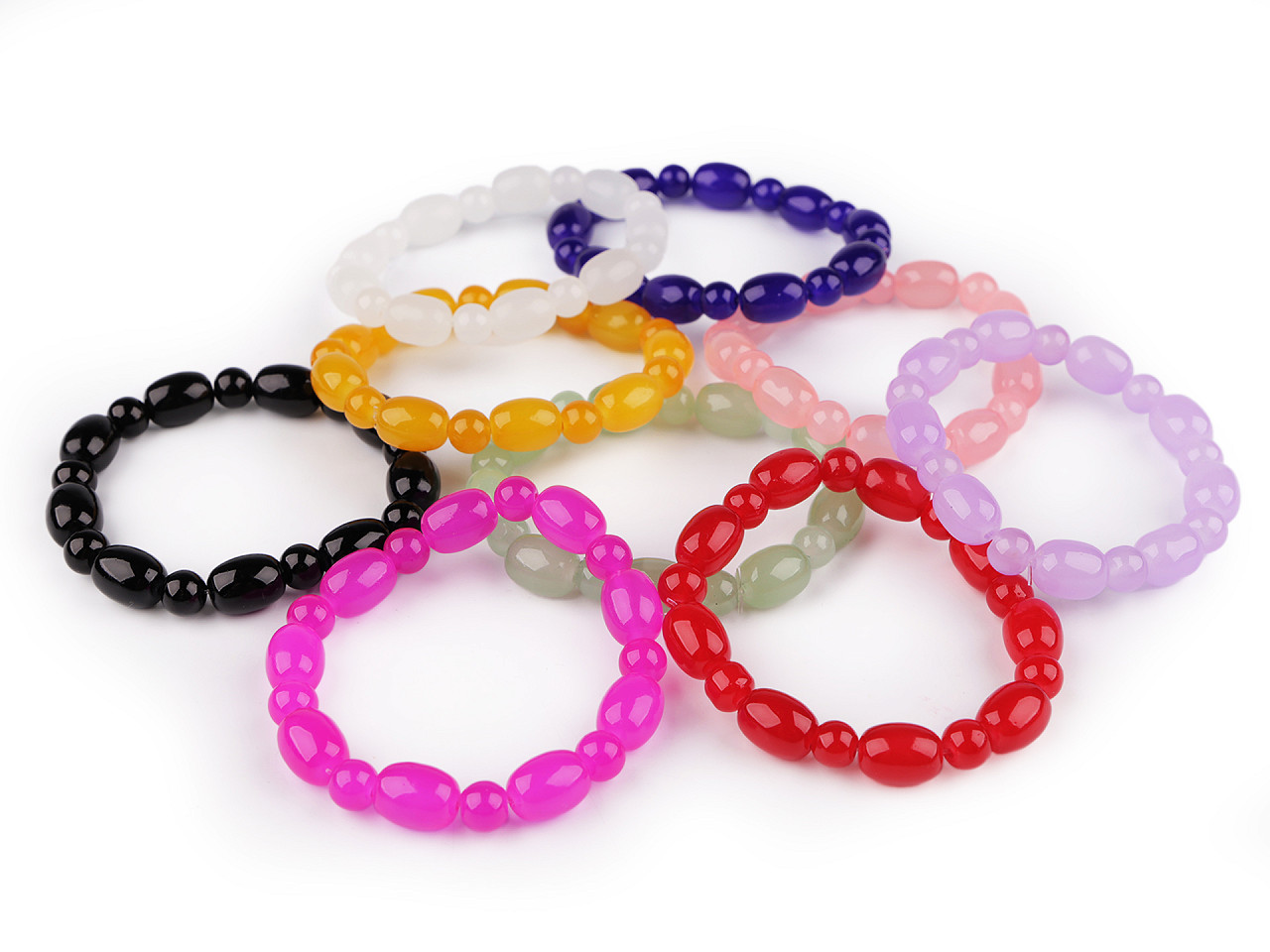 Bratara elastcica din margele de sticla - Roz (1 Bucată)