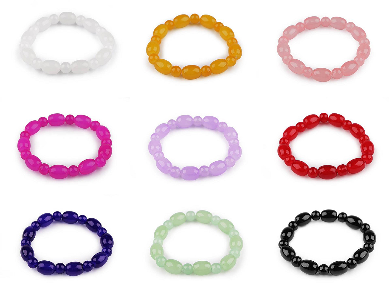 Bratara elastcica din margele de sticla - Roz (1 Bucată)