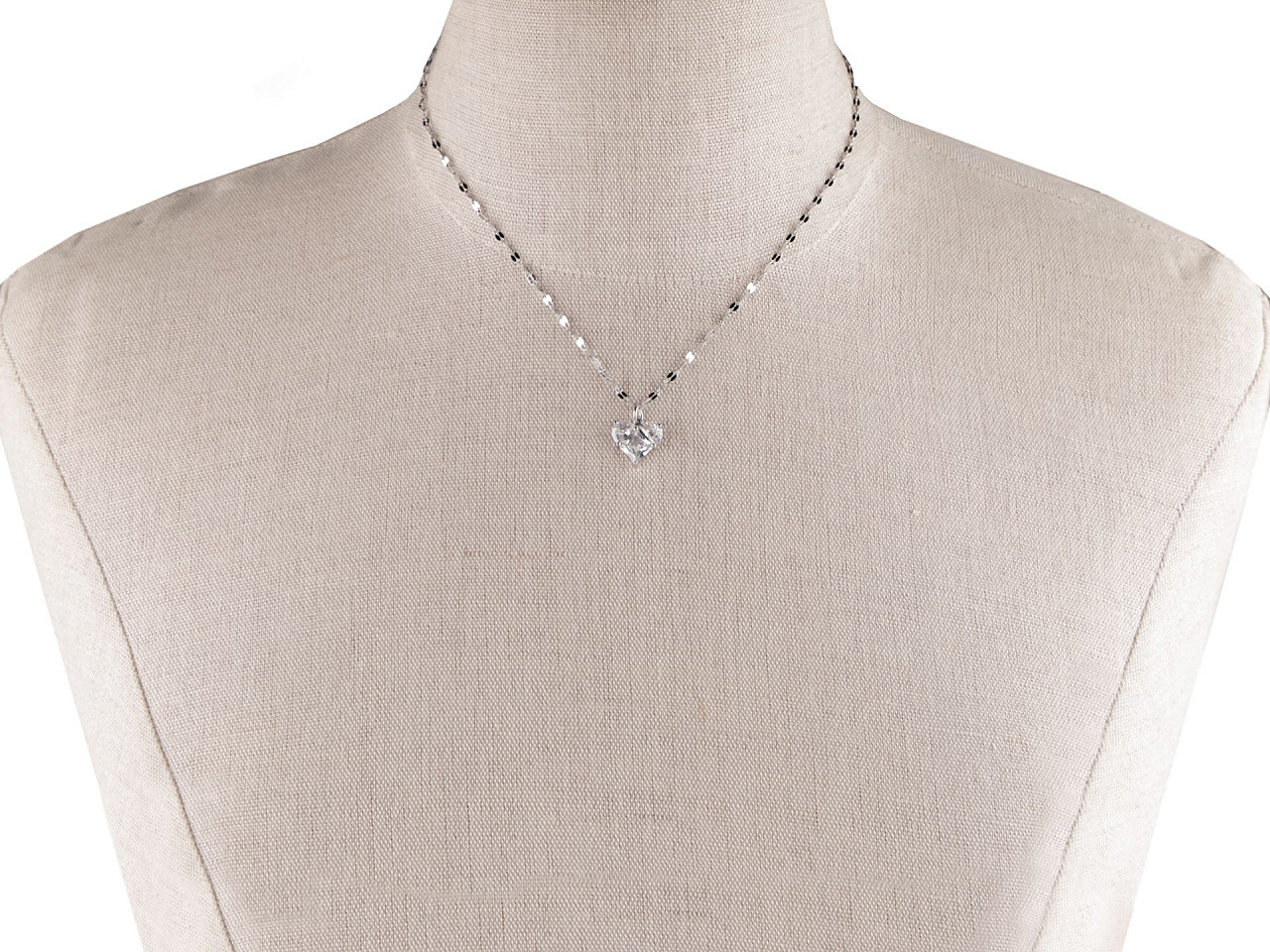 Colier din oțel inoxidabil inimă cu strasuri - Cristal (1 Bucată)