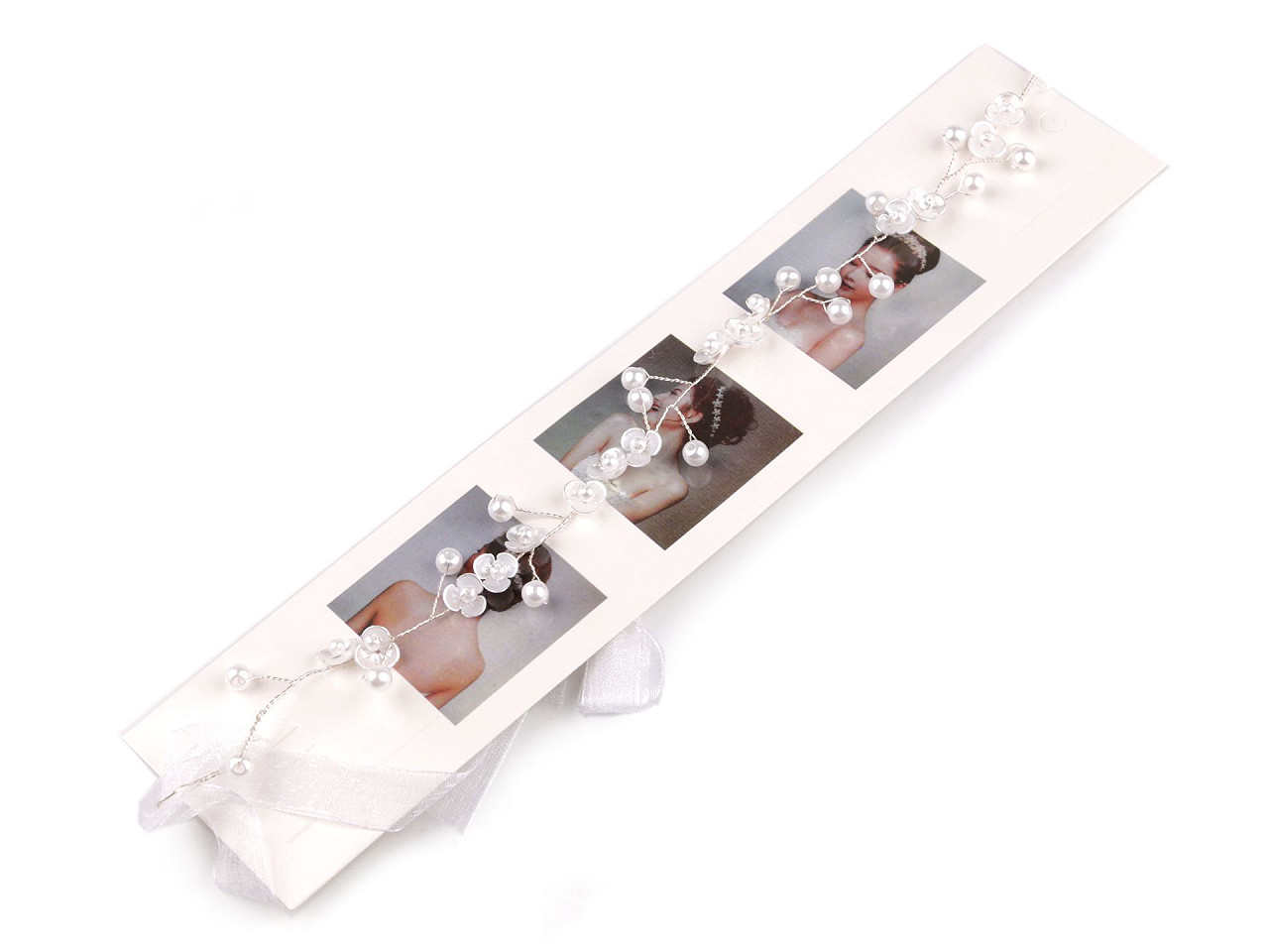 Ornament / bentita pentru legarea parului - Alb (1 Bucată)