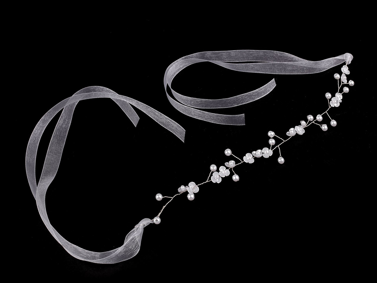 Ornament / bentita pentru legarea parului - Alb (1 Bucată)