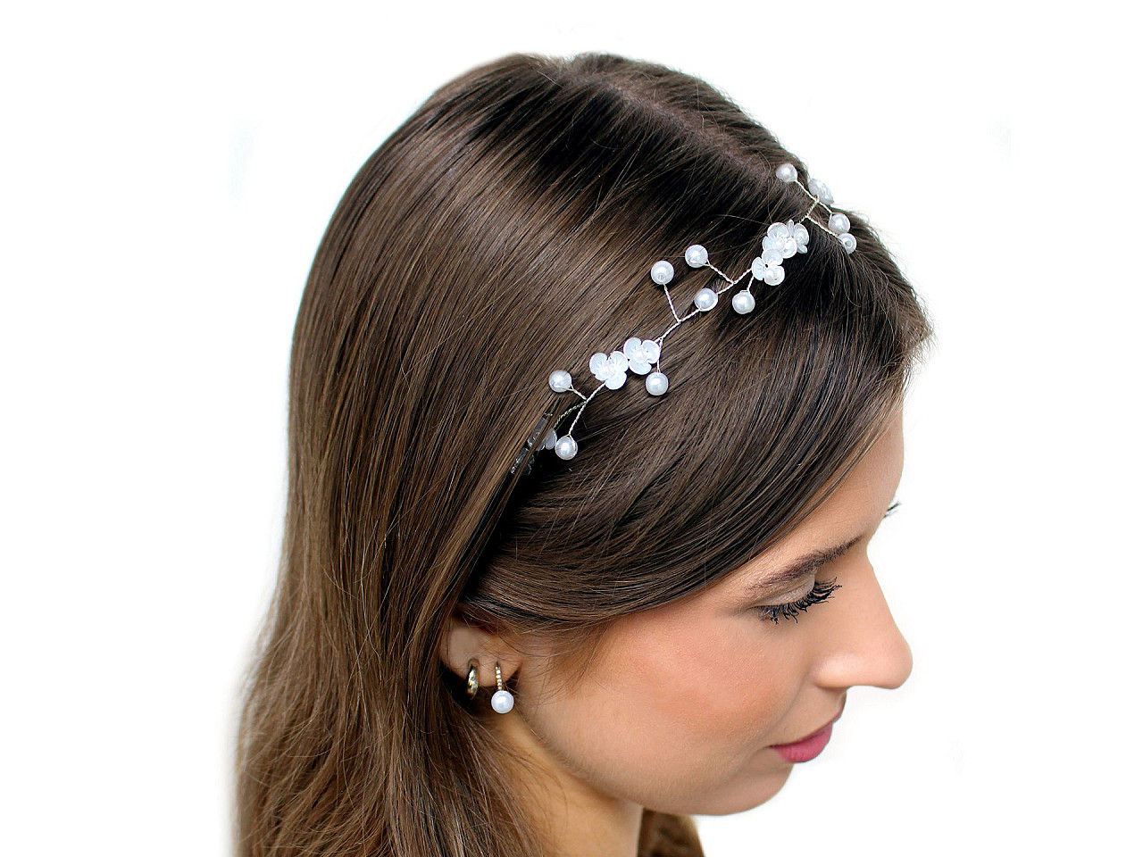 Ornament / bentita pentru legarea parului - Alb (1 Bucată)