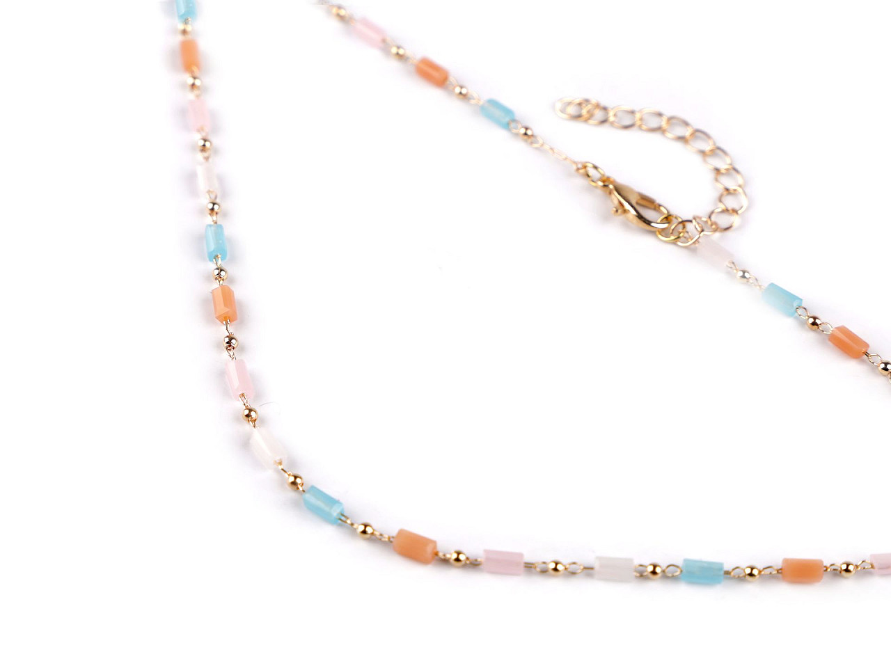 Colier din otel inoxidabil cu margele de sticla - Multicolor (1 Bucată)