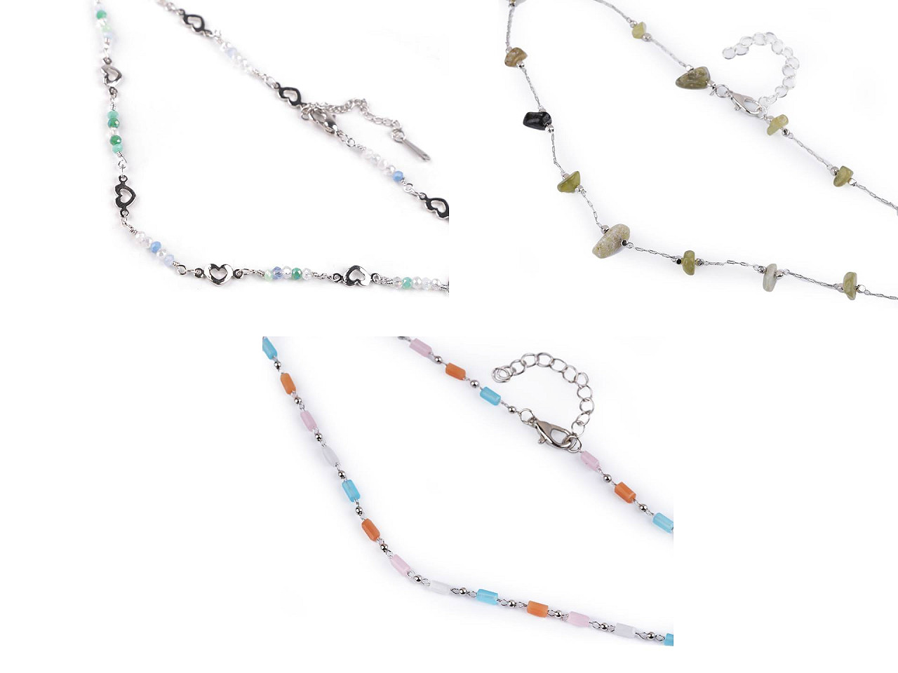 Colier din otel inoxidabil cu margele de sticla - Multicolor (1 Bucată)