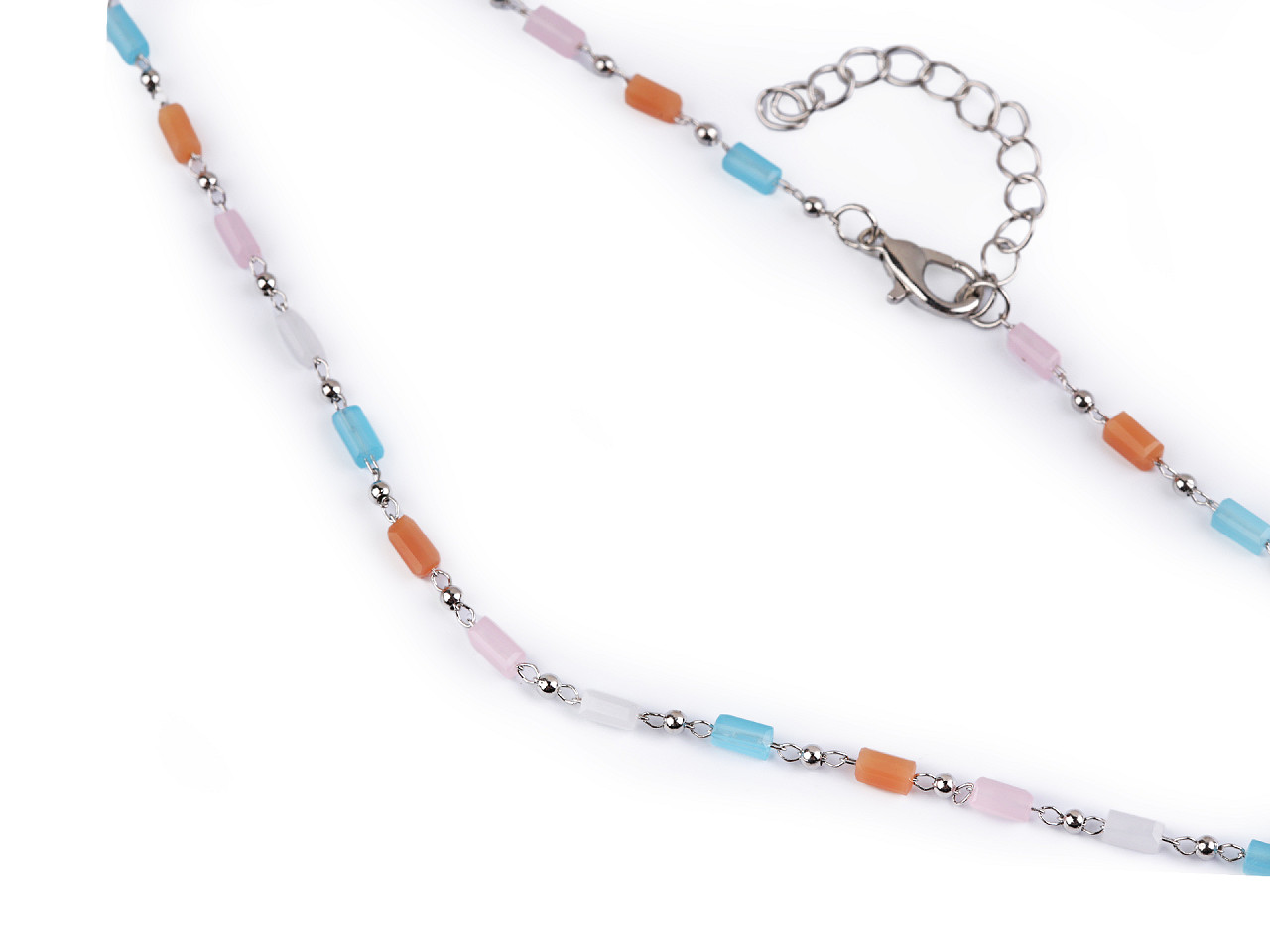 Colier din otel inoxidabil cu margele de sticla - Multicolor (1 Bucată)