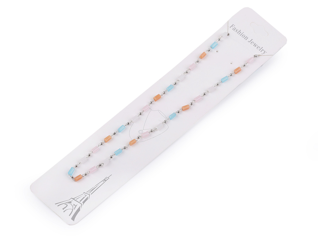 Colier din otel inoxidabil cu margele de sticla - Multicolor (1 Bucată)