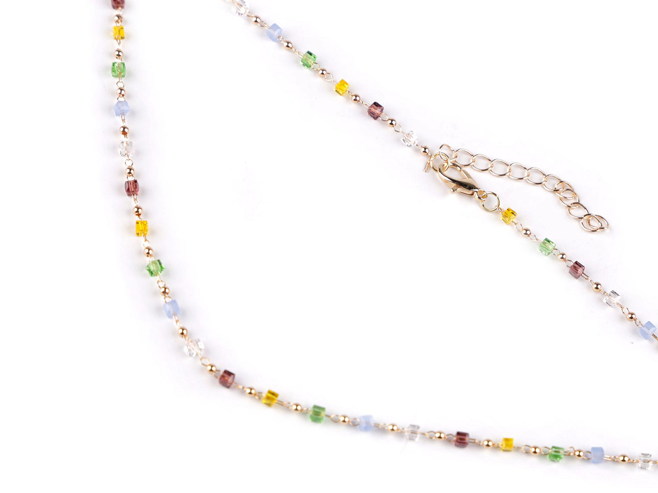 Colier din otel inoxidabil cu margele de sticla si perle - Sidef (1 Bucată)