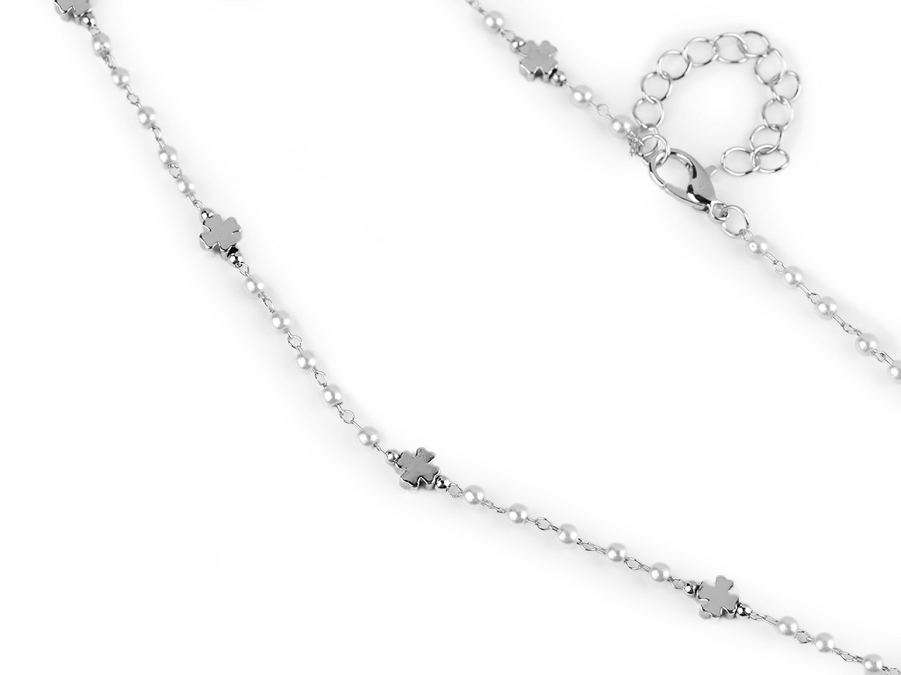 Colier din otel inoxidabil cu margele de sticla si perle - Sidef (1 Bucată)