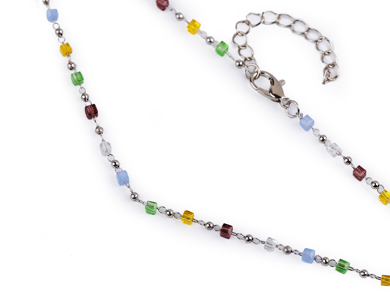 Colier din otel inoxidabil cu margele de sticla si perle - Sidef (1 Bucată)