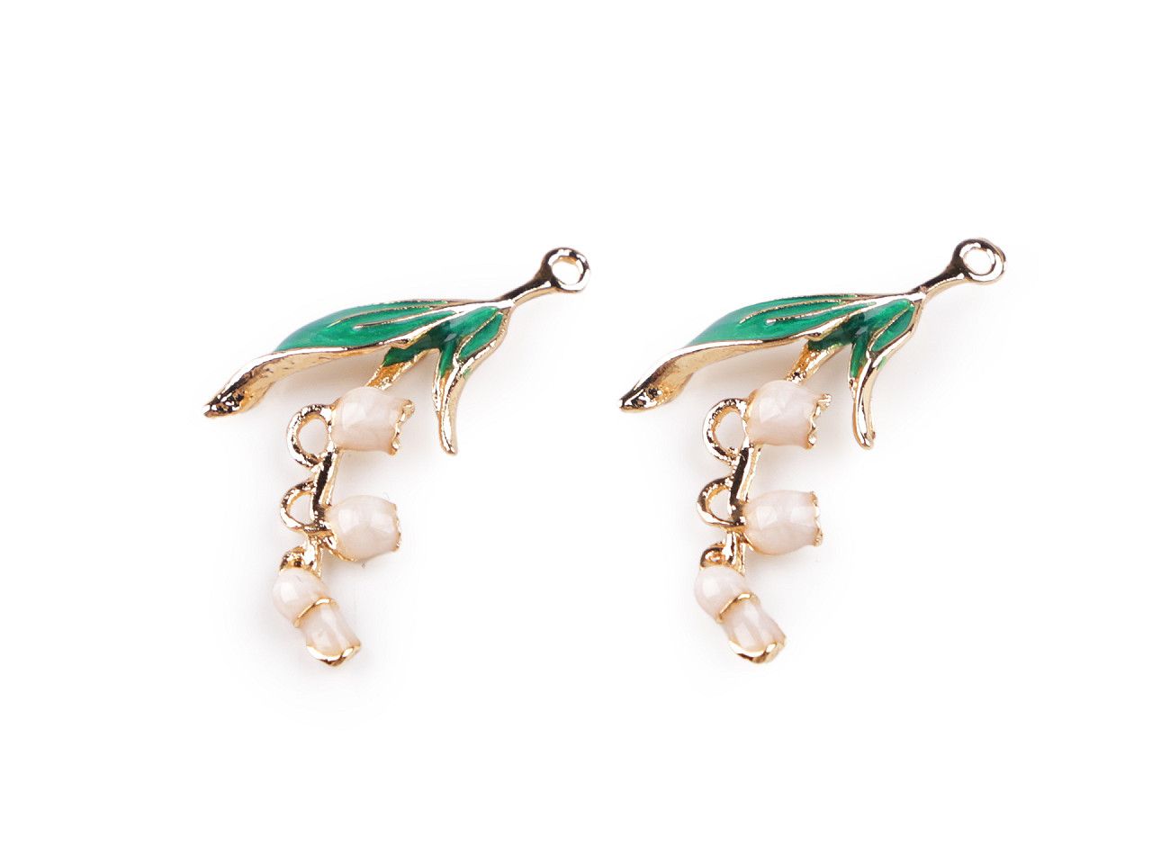 Pandantiv inimă, lacramioare - Auriu (2 Bucăți)