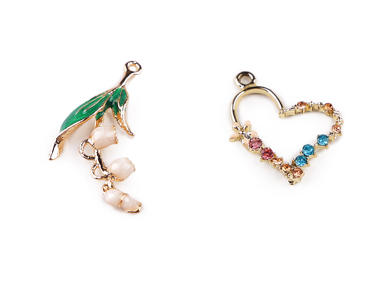 Pandantiv inimă, lacramioare - Auriu (2 Bucăți)