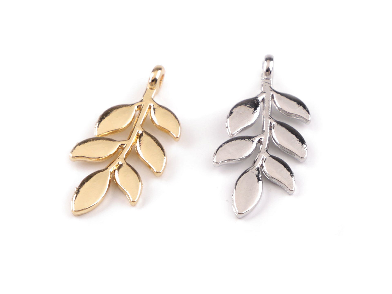 Pandantiv frunza 12x24 mm - Platinum (3 Bucăți)