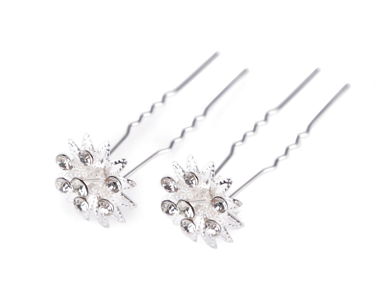 Ac de par floare cu strasuri ø18 mm - Cristal (12 Bucăți)