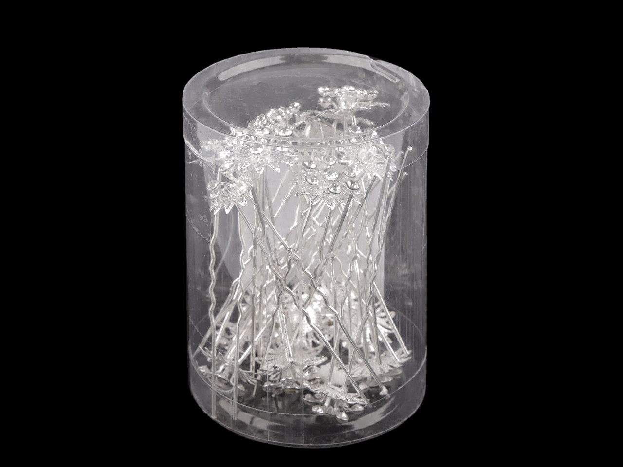 Ac de par floare cu strasuri ø18 mm - Cristal (12 Bucăți)