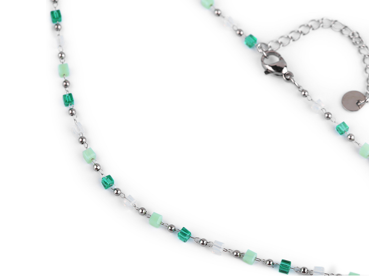 Colier din oțel inoxidabil cu strasuri - Roz somon deschis (1 Bucată)