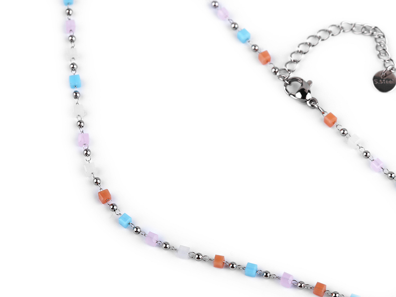 Colier din oțel inoxidabil cu strasuri - Roz somon deschis (1 Bucată)