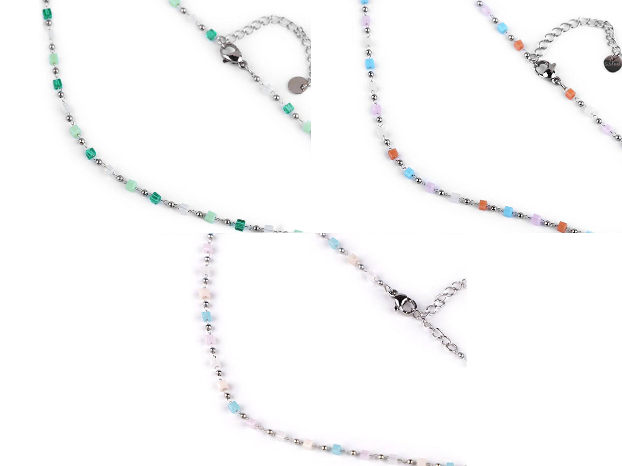 Colier din oțel inoxidabil cu strasuri - Roz somon deschis (1 Bucată)