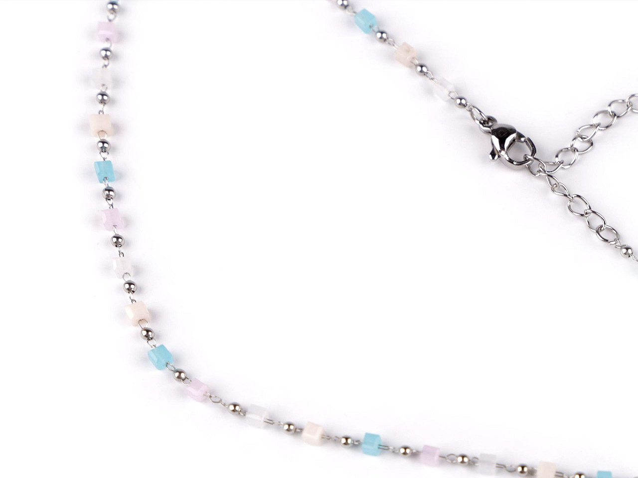 Colier din oțel inoxidabil cu strasuri - Roz somon deschis (1 Bucată)