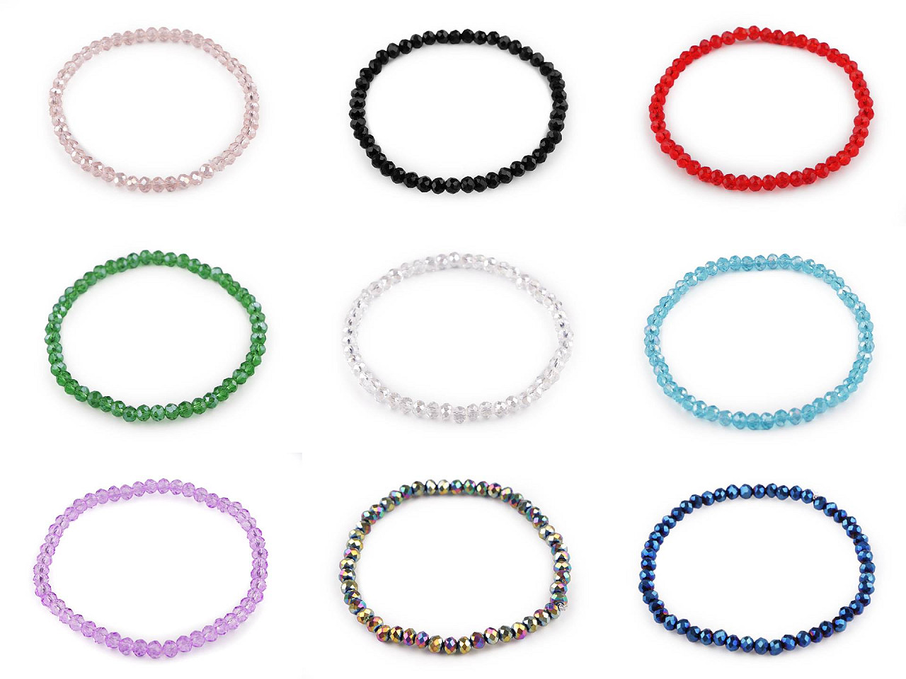 Bratara elastica cu margele fatetate - Albastru azur (1 Bucată)