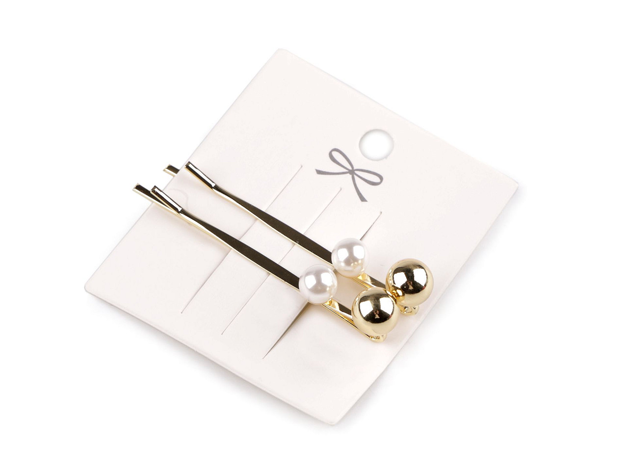 Agrafe / ace de par cu perla - Auriu deschis (2 Bucăți)