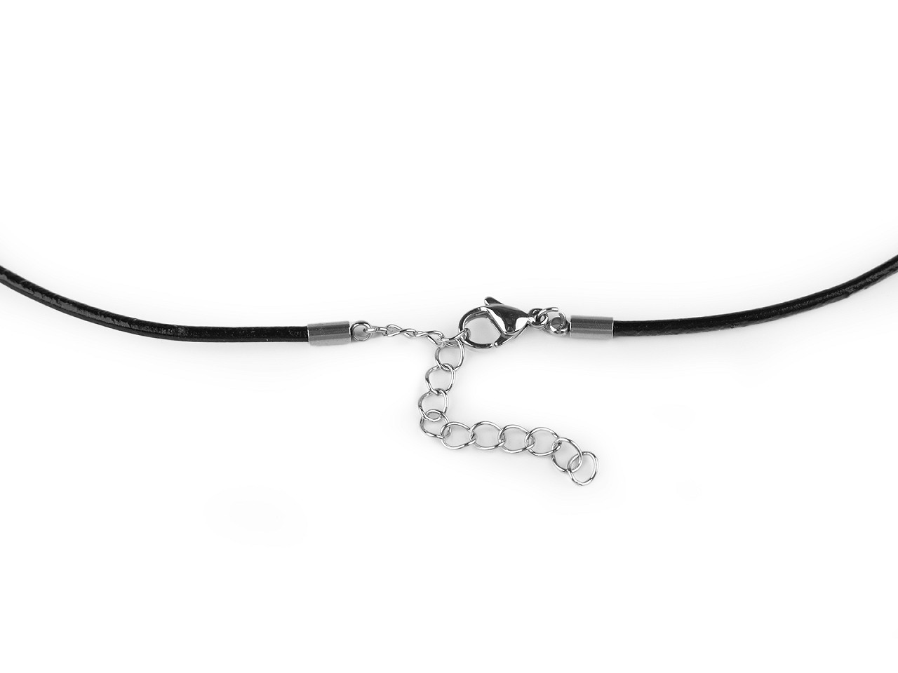 Snur din piele cu carabina din inox, lungime 46 cm - Negru (1 Bucată)