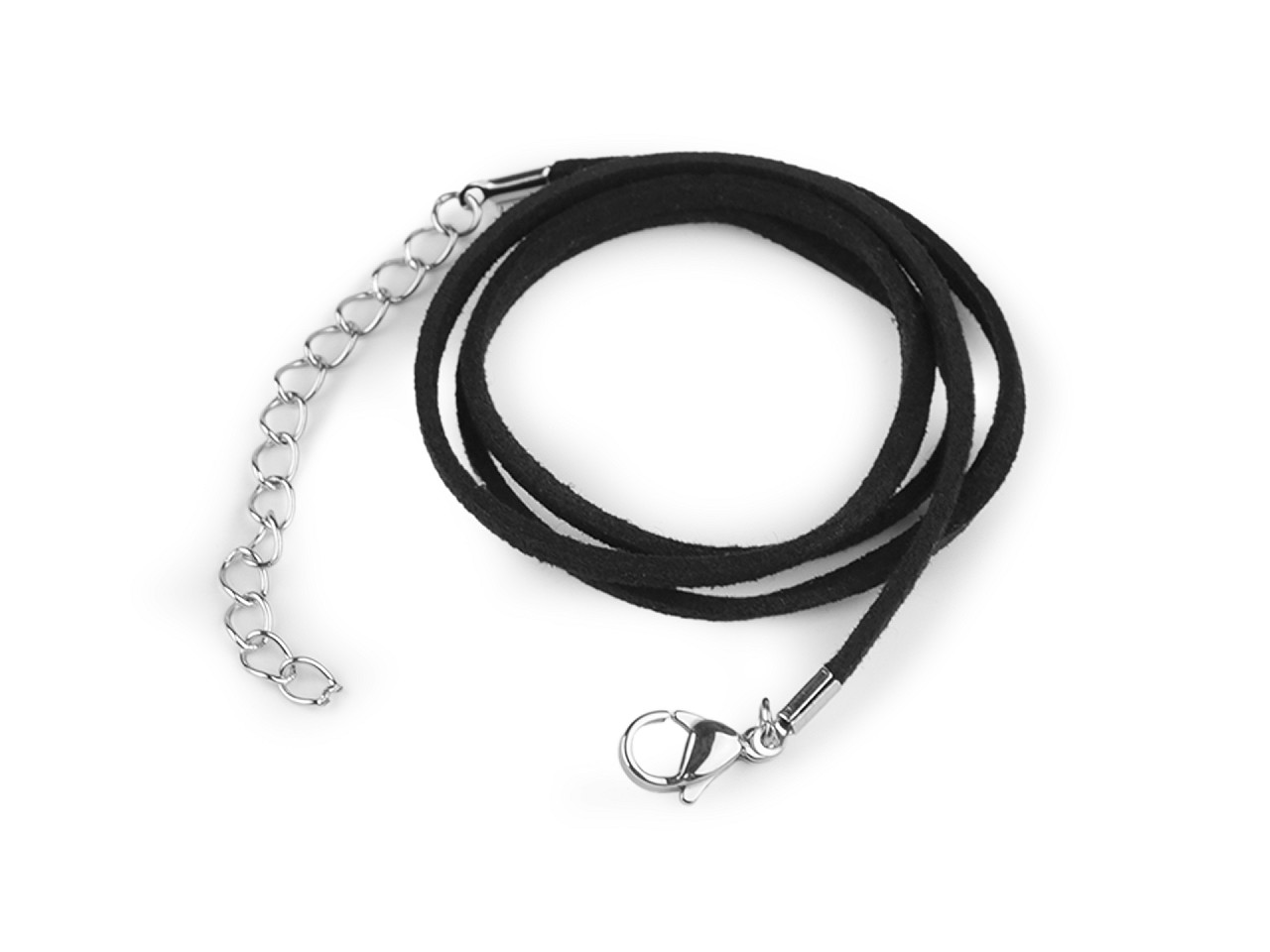 Snur din piele ecologica cu carabină din otel inoxidabil, lungime 46 cm - Negru (1 Bucată)