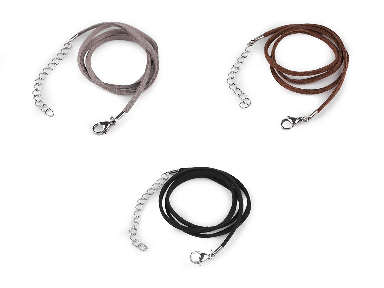 Snur din piele ecologica cu carabină din otel inoxidabil, lungime 46 cm - Negru (1 Bucată)