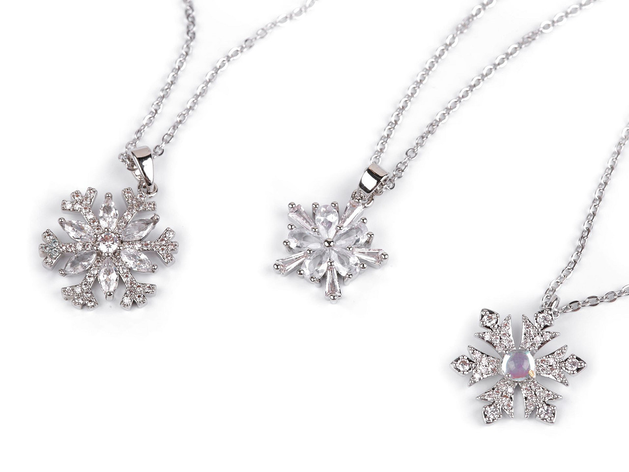 Colier fulg de nea din otel inoxidabil cu strasuri - Cristal (1 Bucată)