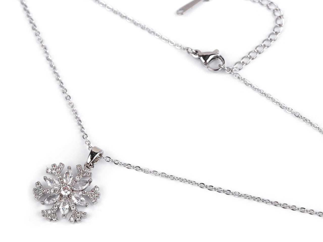 Colier fulg de nea din otel inoxidabil cu strasuri - Cristal (1 Bucată)