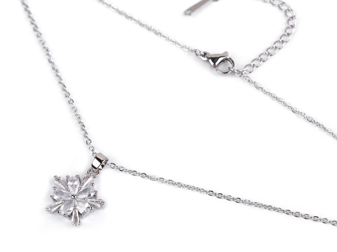Colier fulg de nea din otel inoxidabil cu strasuri - Cristal (1 Bucată)