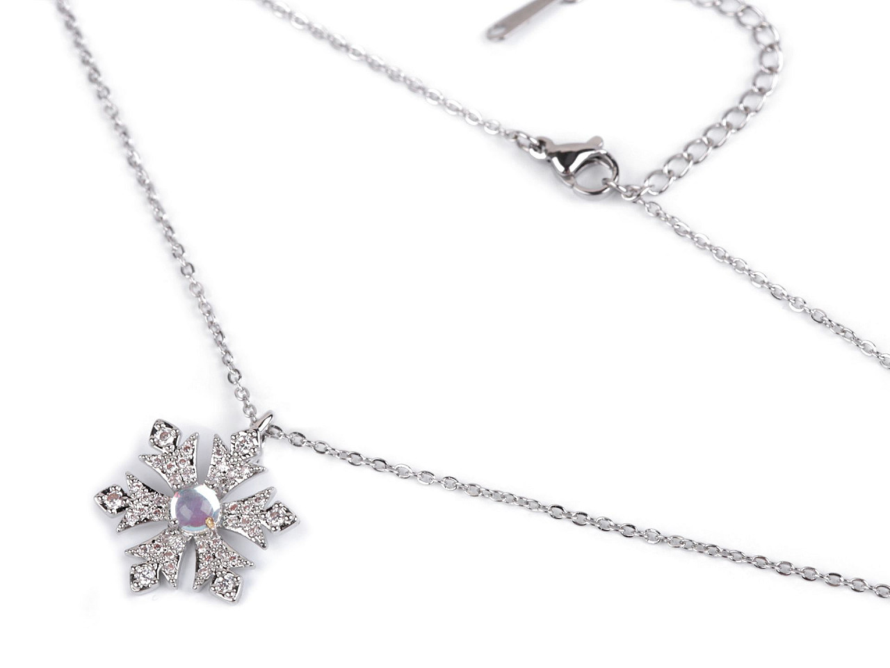 Colier fulg de nea din otel inoxidabil cu strasuri - Cristal (1 Bucată)