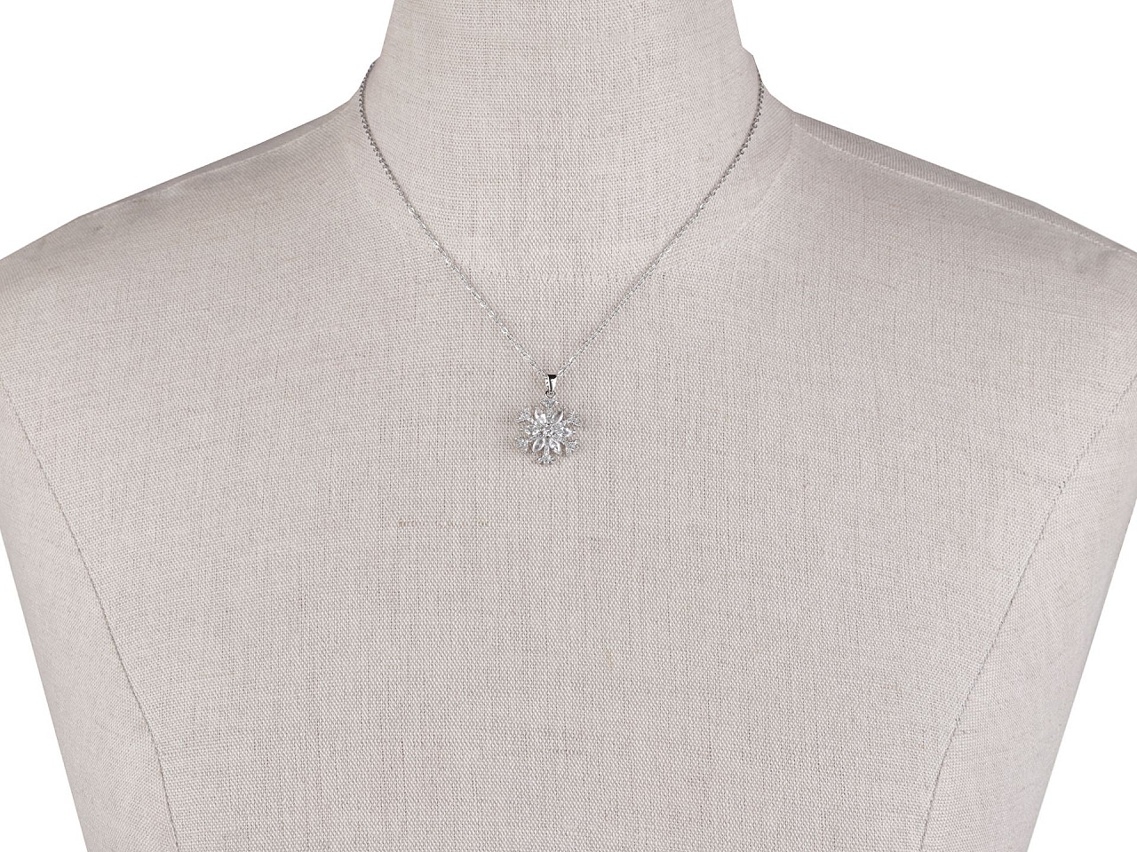 Colier fulg de nea din otel inoxidabil cu strasuri - Cristal (1 Bucată)
