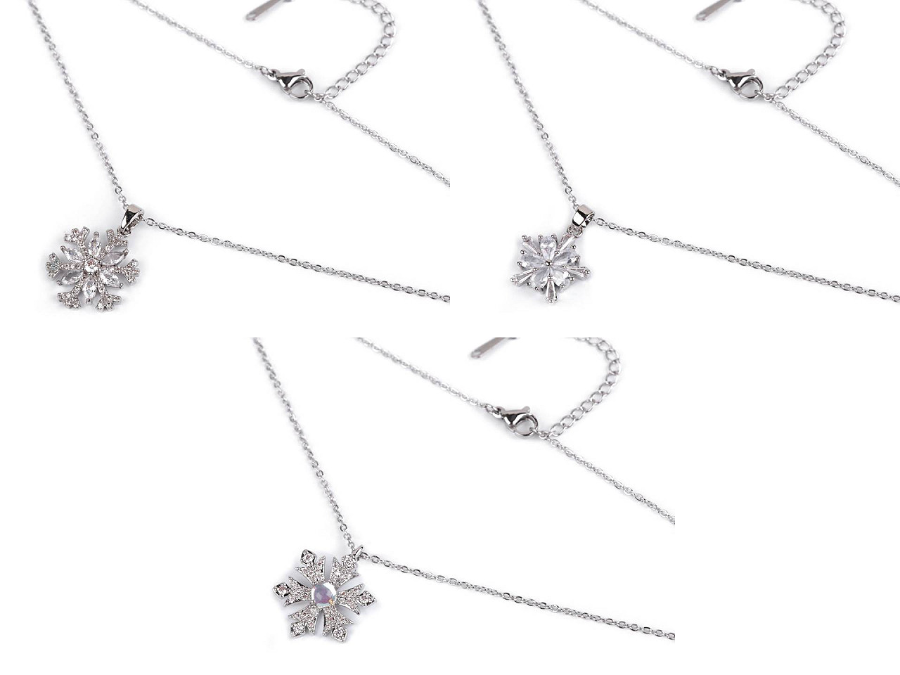 Colier fulg de nea din otel inoxidabil cu strasuri - Cristal (1 Bucată)