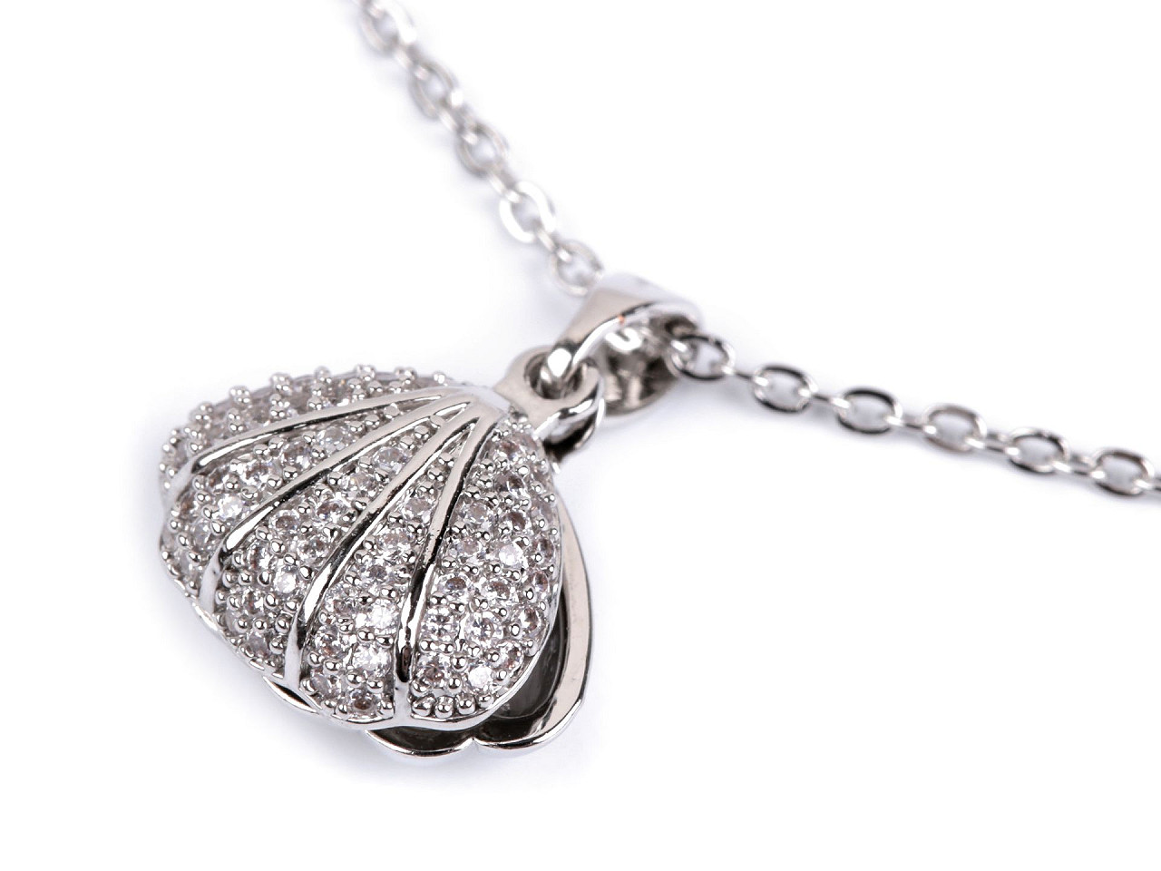 Colier din oțel inoxidabil scoică cu perlă - Argintiu (1 Bucată)